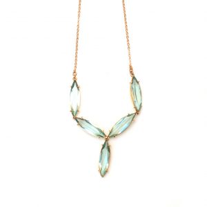 Colar Folheado Ouro 18K com Cristal Verde