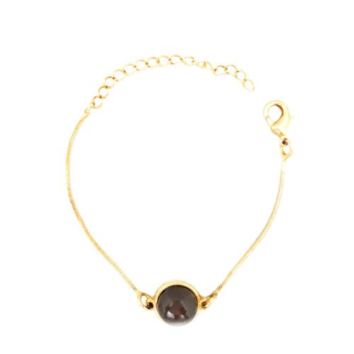Pulseira Folheada Ouro 18K com pedra brasileira obsidiana