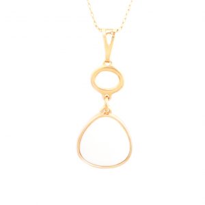 Colar folheado ouro 18K e pingente com pedra brasileira madrepérola