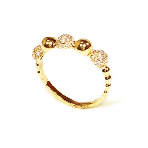 Anel Folheado Ouro 18k com Pontos de Micro Zircônias