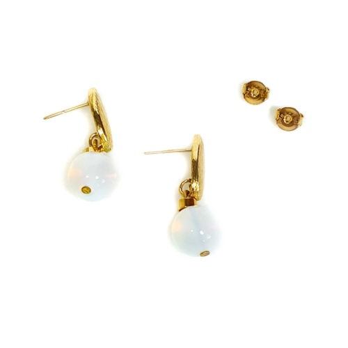 Brinco folheado ouro 18K Pedra da Lua