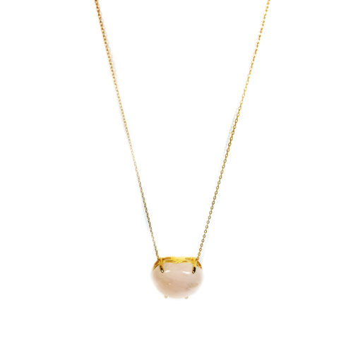Colar folheado ouro 18K com pedra brasileira quartzo rosa