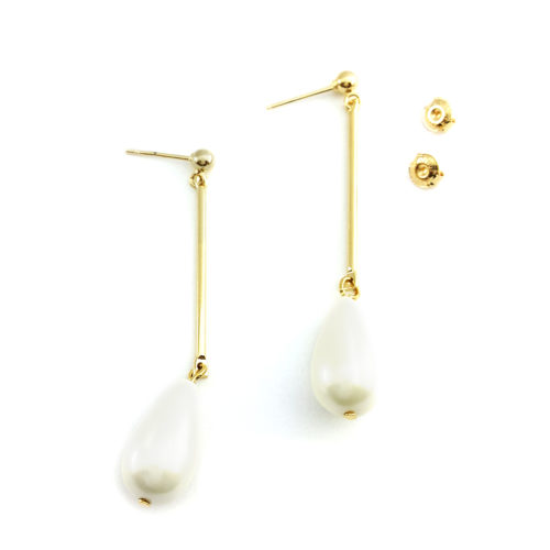 Brinco Folheado ouro 18K Vivara Inspired Pêndulo Pérola Shell