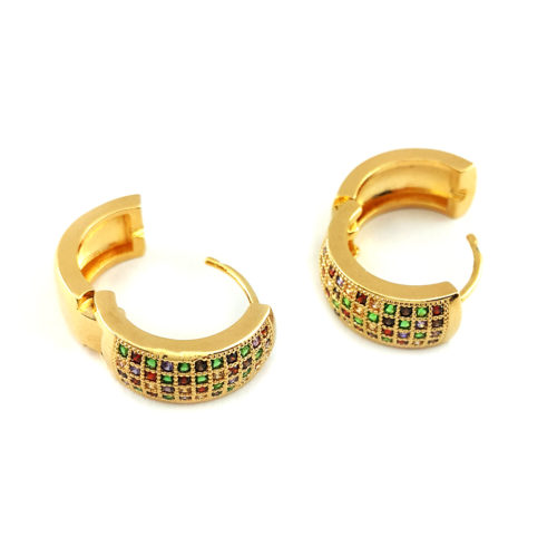 Brinco Folheado ouro 18K Cartier Inspired Zircônias Cravejadas Coloridas