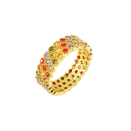 Anel Folheado Ouro 18k Damiani Inspired Cristais Cravejados