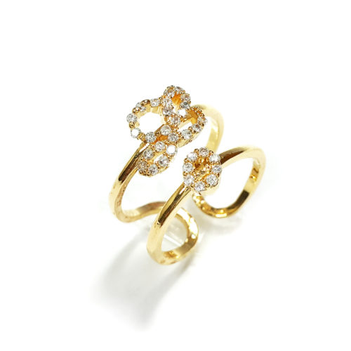 Anel Folheado Ouro 18k para Falange Love com Zircônias