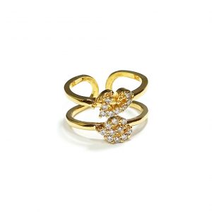 Anel Folheado Ouro 18k para Falange Love com Zircônias