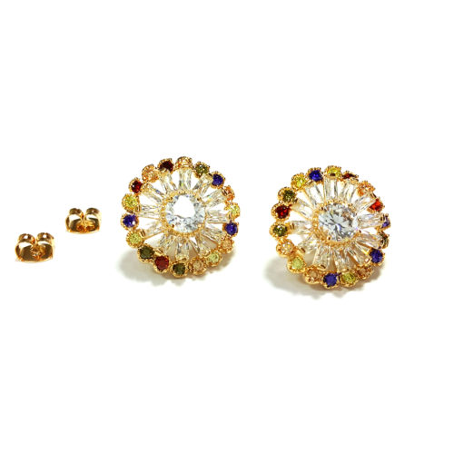 Brinco Folheado ouro 18K Vivara Inspired Cristal e Zircônia