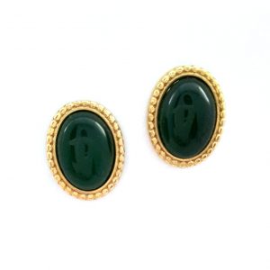 Brinco Folheado ouro 18K Pedra Brasileira Amazonita Verde