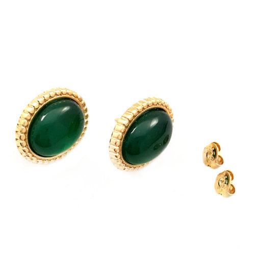 Brinco Folheado ouro 18K Pedra Brasileira Amazonita Verde