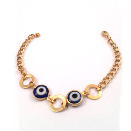 Pulseira Folheada Ouro 18K detalhes Olho Grego