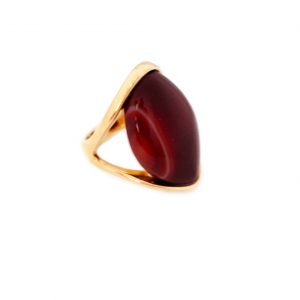 Anel folheado ouro 18k com Pedra Brasileira Ágata