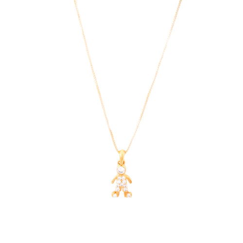 Colar folheado ouro 18K Pingente menino com zircônia