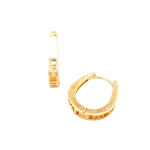 Brinco folheado ouro 18K argola com zircônias