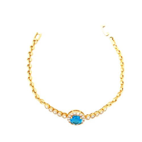 Pulseira Folheada Ouro 18K com cristal e zircônias