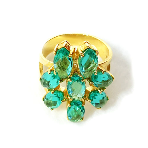 Anel Folheado Ouro 18k Cristal Turmalina