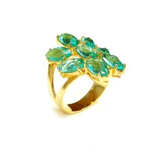 Anel Folheado Ouro 18k Cristal Turmalina