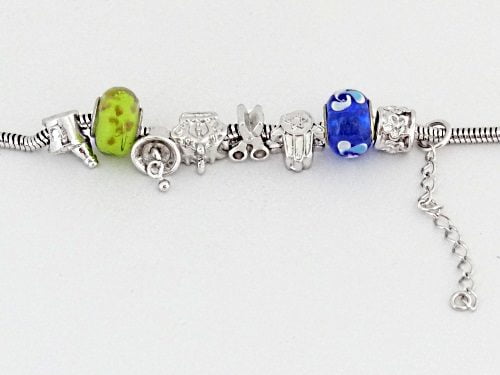 Pulseira Berloques Pandora Inspired Folheada Ouro Branco