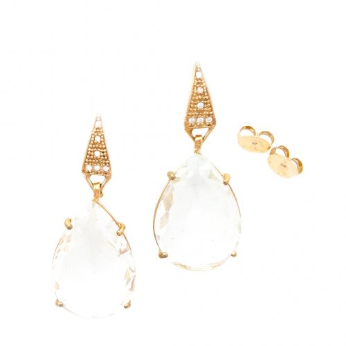 Brinco Folheado Ouro 18K com Cristal translúcido