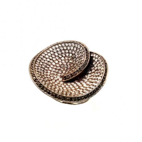 Anel ródio negro e zircônias