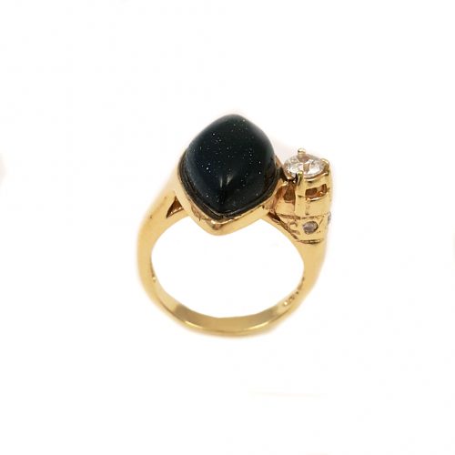 Anel folheado ouro 18k com pedra da estrela e zircônia