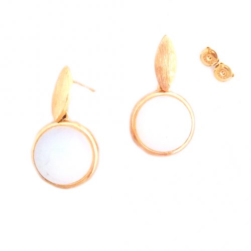 conjunto folheado ouro 18k colar e brinco madrepérola